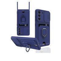 Newface Samsung Galaxy S21 FE Kılıf Zuma Kartvizitli Yüzüklü Silikon - Lacivert