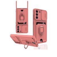 Newface Samsung Galaxy S21 FE Kılıf Zuma Kartvizitli Yüzüklü Silikon - Pembe