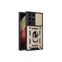 Newface Samsung Galaxy S23 Ultra Kılıf Pars Lens Yüzüklü Silikon - Gold