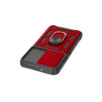 Newface Samsung Galaxy S23 FE Kılıf Pars Lens Yüzüklü Silikon - Kırmızı