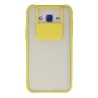 Newface Samsung Galaxy J7 Kılıf Palm Buzlu Kamera Sürgülü Silikon - Sarı