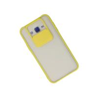 Newface Samsung Galaxy J7 Kılıf Palm Buzlu Kamera Sürgülü Silikon - Sarı