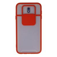 Newface Samsung Galaxy J7 Pro / J730 Kılıf Palm Buzlu Kamera Sürgülü Silikon - Kırmızı