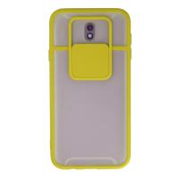 Newface Samsung Galaxy J7 Pro / J730 Kılıf Palm Buzlu Kamera Sürgülü Silikon - Sarı