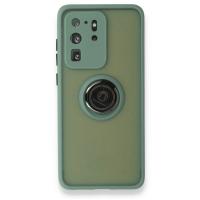 Newface Samsung Galaxy S20 Ultra Kılıf Montreal Yüzüklü Silikon Kapak - Yeşil