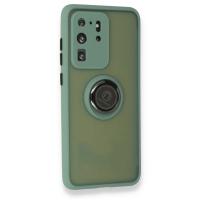 Newface Samsung Galaxy S20 Ultra Kılıf Montreal Yüzüklü Silikon Kapak - Yeşil