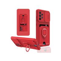 Newface Samsung Galaxy A32 Kılıf Zuma Kartvizitli Yüzüklü Silikon - Kırmızı