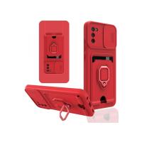 Newface Samsung Galaxy A02S Kılıf Zuma Kartvizitli Yüzüklü Silikon - Kırmızı