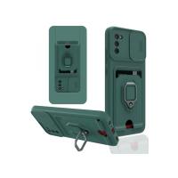 Newface Samsung Galaxy A02S Kılıf Zuma Kartvizitli Yüzüklü Silikon - Yeşil