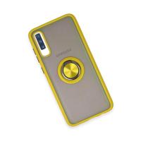Newface Samsung Galaxy A70 Kılıf Montreal Yüzüklü Silikon Kapak - Sarı