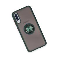 Newface Samsung Galaxy A70 Kılıf Montreal Yüzüklü Silikon Kapak - Yeşil