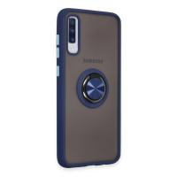 Newface Samsung Galaxy A70 Kılıf Montreal Yüzüklü Silikon Kapak - Lacivert