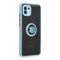 Newface Samsung Galaxy A03 Kılıf Montreal Yüzüklü Silikon Kapak - Buz Mavi