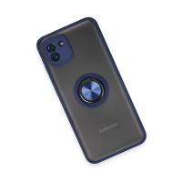 Newface Samsung Galaxy A03 Kılıf Montreal Yüzüklü Silikon Kapak - Lacivert