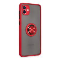 Newface Samsung Galaxy A04 Kılıf Montreal Yüzüklü Silikon Kapak - Kırmızı