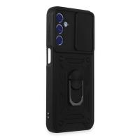 Newface Samsung Galaxy M34 5G Kılıf Pars Lens Yüzüklü Silikon - Siyah