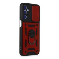 Newface Samsung Galaxy M34 5G Kılıf Pars Lens Yüzüklü Silikon - Kırmızı