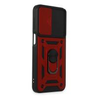 Newface Samsung Galaxy M34 5G Kılıf Pars Lens Yüzüklü Silikon - Kırmızı