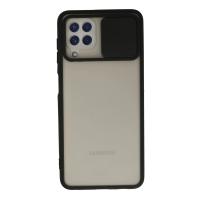 Newface Samsung Galaxy A22 Kılıf Palm Buzlu Kamera Sürgülü Silikon - Siyah