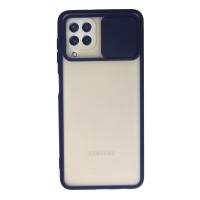 Newface Samsung Galaxy A22 Kılıf Palm Buzlu Kamera Sürgülü Silikon - Lacivert