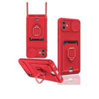 Newface Samsung Galaxy A05 Kılıf Zuma Kartvizitli Yüzüklü Silikon - Kırmızı