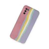 Newface Samsung Galaxy A03S Kılıf Ebruli Lansman Silikon - Pembe-Lila