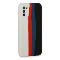 Newface Samsung Galaxy A03S Kılıf Ebruli Lansman Silikon - Beyaz-Siyah