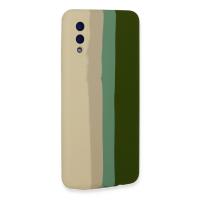 Newface Samsung Galaxy A02 Kılıf Ebruli Lansman Silikon - Beyaz-Yeşil