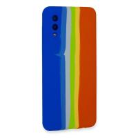 Newface Samsung Galaxy A02 Kılıf Ebruli Lansman Silikon - Mavi-Turuncu