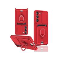 Newface Samsung Galaxy S23 Plus Kılıf Zuma Kartvizitli Yüzüklü Silikon - Kırmızı