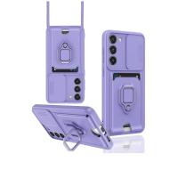 Newface Samsung Galaxy S23 Plus Kılıf Zuma Kartvizitli Yüzüklü Silikon - Lila