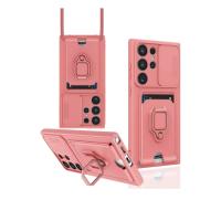 Newface Samsung Galaxy S23 Ultra Kılıf Zuma Kartvizitli Yüzüklü Silikon - Pembe