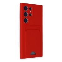 Newface Samsung Galaxy S24 Ultra Kılıf Kelvin Kartvizitli Silikon - Kırmızı