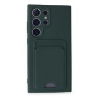 Newface Samsung Galaxy S24 Ultra Kılıf Kelvin Kartvizitli Silikon - Koyu Yeşil