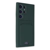 Newface Samsung Galaxy S24 Ultra Kılıf Kelvin Kartvizitli Silikon - Koyu Yeşil