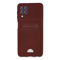 Newface Samsung Galaxy A22 Kılıf Kelvin Kartvizitli Silikon - Bordo