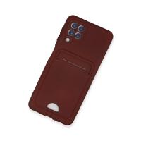 Newface Samsung Galaxy A22 Kılıf Kelvin Kartvizitli Silikon - Bordo