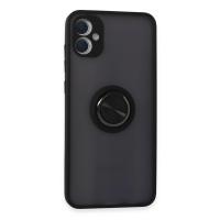 Newface Samsung Galaxy A05 Kılıf Montreal Yüzüklü Silikon Kapak - Siyah