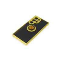 Newface Samsung Galaxy S24 Ultra Kılıf Montreal Yüzüklü Silikon Kapak - Sarı