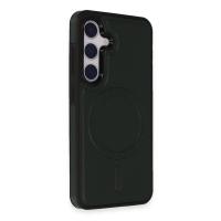 Newface Samsung Galaxy S24 Kılıf Ozzi Magsafe Deri Kapak - Koyu Yeşil