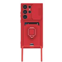 Newface Samsung Galaxy S24 Ultra Kılıf Zuma Kartvizitli Yüzüklü Silikon - Kırmızı