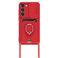 Newface Samsung Galaxy S24 Plus Kılıf Zuma Kartvizitli Yüzüklü Silikon - Kırmızı