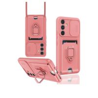 Newface Samsung Galaxy A15 4G Kılıf Zuma Kartvizitli Yüzüklü Silikon - Pembe