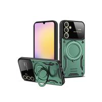 Newface Samsung Galaxy S25 Kılıf Joy Lens Standlı Kapak - Koyu Yeşil