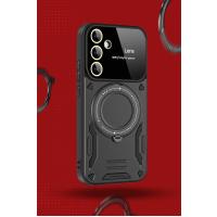 Newface Samsung Galaxy S24 FE Kılıf Joy Lens Standlı Kapak - Kırmızı