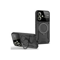 Newface Samsung Galaxy A06 Kılıf Joy Lens Standlı Kapak - Siyah