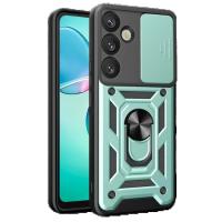 Newface Samsung Galaxy S25 Kılıf Pars Lens Yüzüklü Silikon - Yeşil