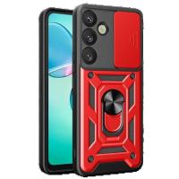 Newface Samsung Galaxy S25 Plus Kılıf Pars Lens Yüzüklü Silikon - Kırmızı