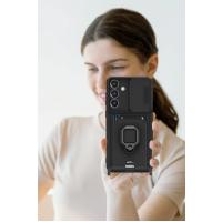 Newface Samsung Galaxy S25 Plus Kılıf Zuma Kartvizitli Yüzüklü Silikon - Siyah