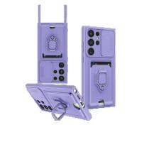 Newface Samsung Galaxy S25 Ultra Kılıf Zuma Kartvizitli Yüzüklü Silikon - Lila